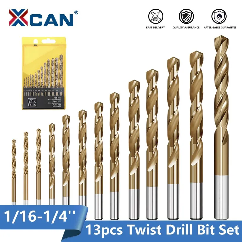 XCAN Drill Bit HSS M35 5% Cobalt 13pcs 1/16"-1/4" Twist Drill Bit Jobber Length Metal Drilling Tools Hole Cutter
XCAN Drill Bit HSS M35 5% Cobalt 13pcs 1/16"-1/4" Twist Drill Bit Jobber Length Metal Drilling Tools Hole Cutter