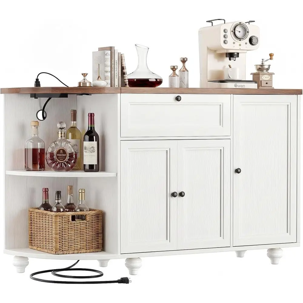 55 Coffee Bar Cabinet with Storage & Power Outlet, Rustic Brown & White, Ideal for Home, Kitchen, Dining & Living Rooms
55 Coffee Bar Cabinet with Storage & Power Outlet, Rustic Brown & White, Ideal for Home, Kitchen, Dining & Living Rooms