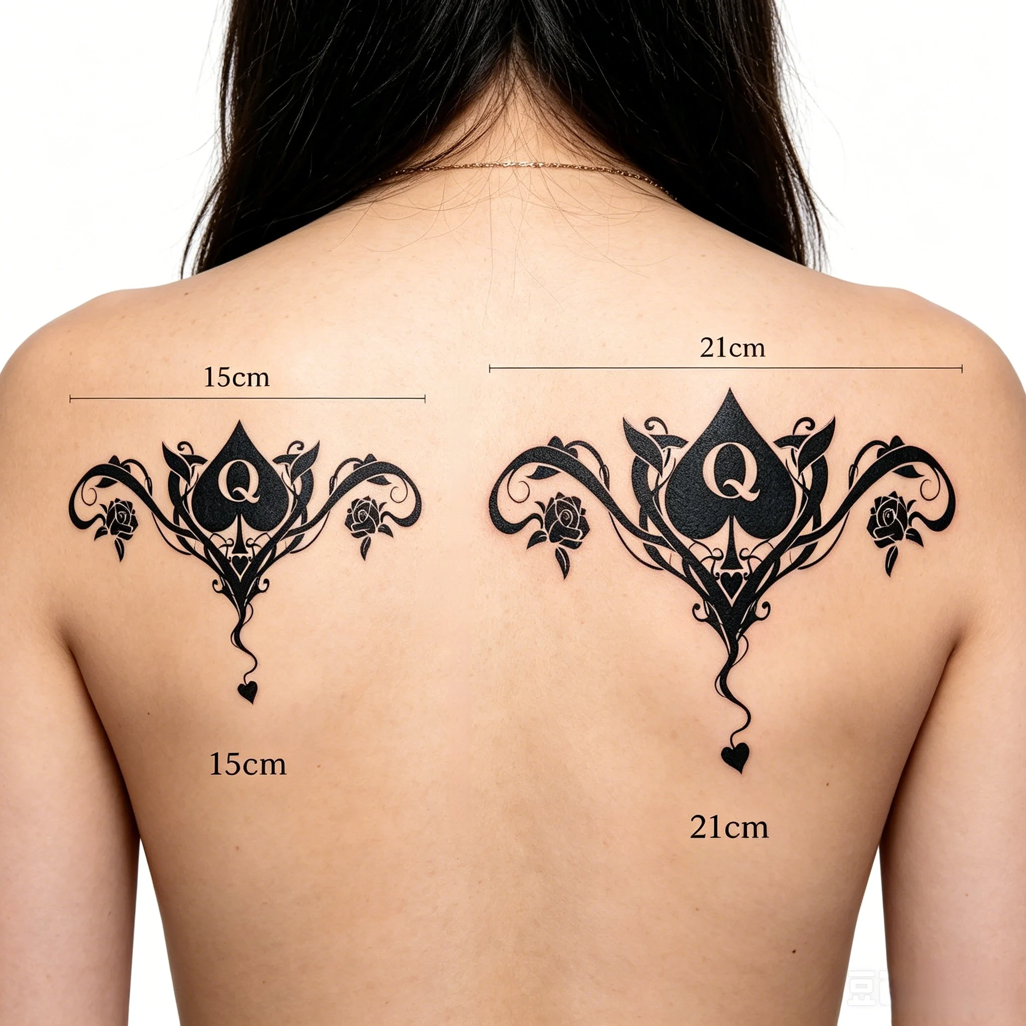 Queen of Spades Rose Large Back Temporary Tattoo Stickers | 2 Sizes Optional 15cm & 21cm, Waterproof Fake Body Art for Women
Queen of Spades Rose Large Back Temporary Tattoo Stickers | 2 Sizes Optional 15cm & 21cm, Waterproof Fake Body Art for Women