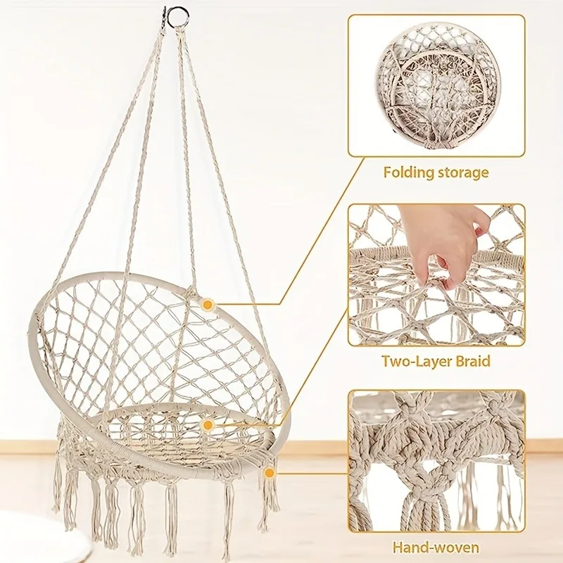 Decor Hanging Chair, Polyester & Nylon Rope Swing Chair for Bedroom Patio Garden Outdoor Use
Decor Hanging Chair, Polyester & Nylon Rope Swing Chair for Bedroom Patio Garden Outdoor Use