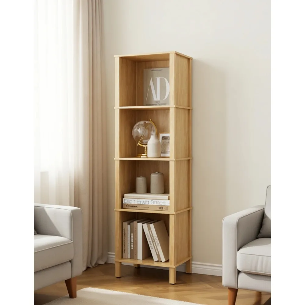 Four Tier Narrow Wood Bookcase 11x14x50 Inch Open Shelf for Living Room Office Bedroom
Four Tier Narrow Wood Bookcase 11x14x50 Inch Open Shelf for Living Room Office Bedroom