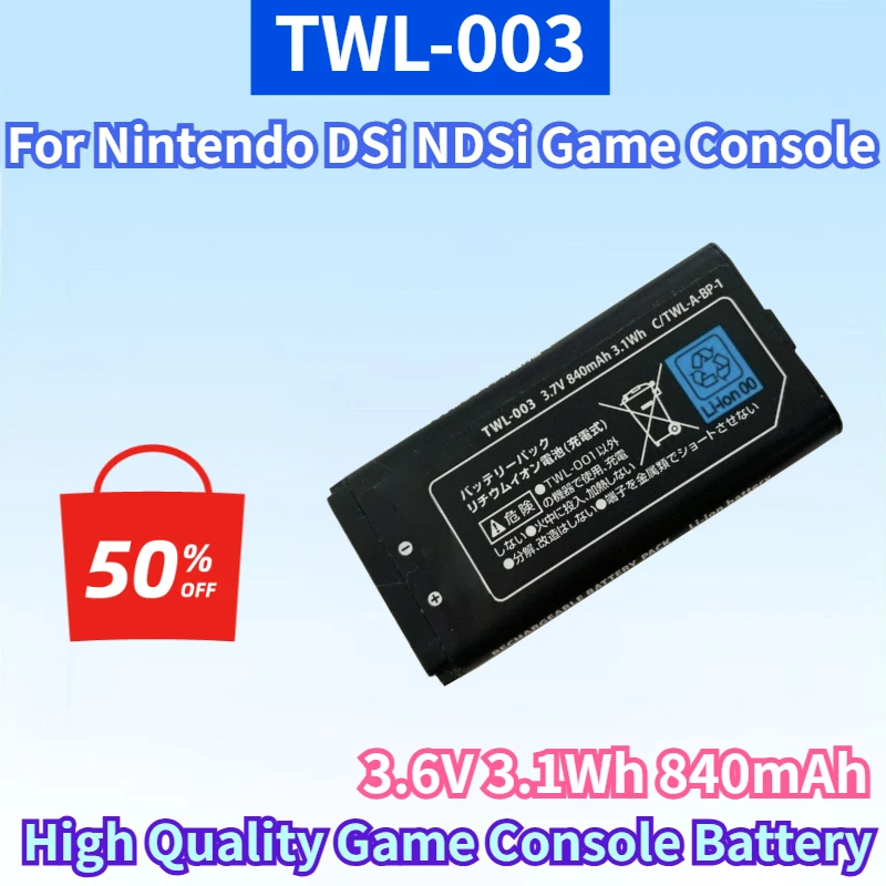 New TWL-003 3.6V 3.1Wh 840mAh Li-ion Rechargeable Battery for Nintendo DSi NDSi Game Console High Quality Game Console Battery
New TWL-003 3.6V 3.1Wh 840mAh Li-ion Rechargeable Battery for Nintendo DSi NDSi Game Console High Quality Game Console Battery