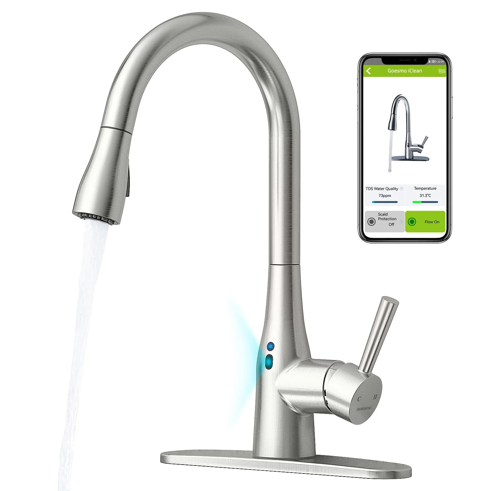 Water Quality Monitoring APP Control Kitchen Sink Faucet Pull Down Touchless Faucet Automatic Sensor Faucets
Water Quality Monitoring APP Control Kitchen Sink Faucet Pull Down Touchless Faucet Automatic Sensor Faucets