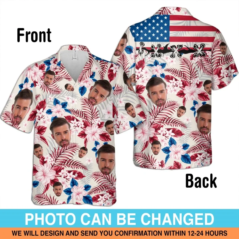 Customized Portrait Graphic Hawaiian Shirt For Men Flower 3D Printed Short Sleeve Summer Loose Street Aloha Shirts Lapel Blouses
Customized Portrait Graphic Hawaiian Shirt For Men Flower 3D Printed Short Sleeve Summer Loose Street Aloha Shirts Lapel Blouses