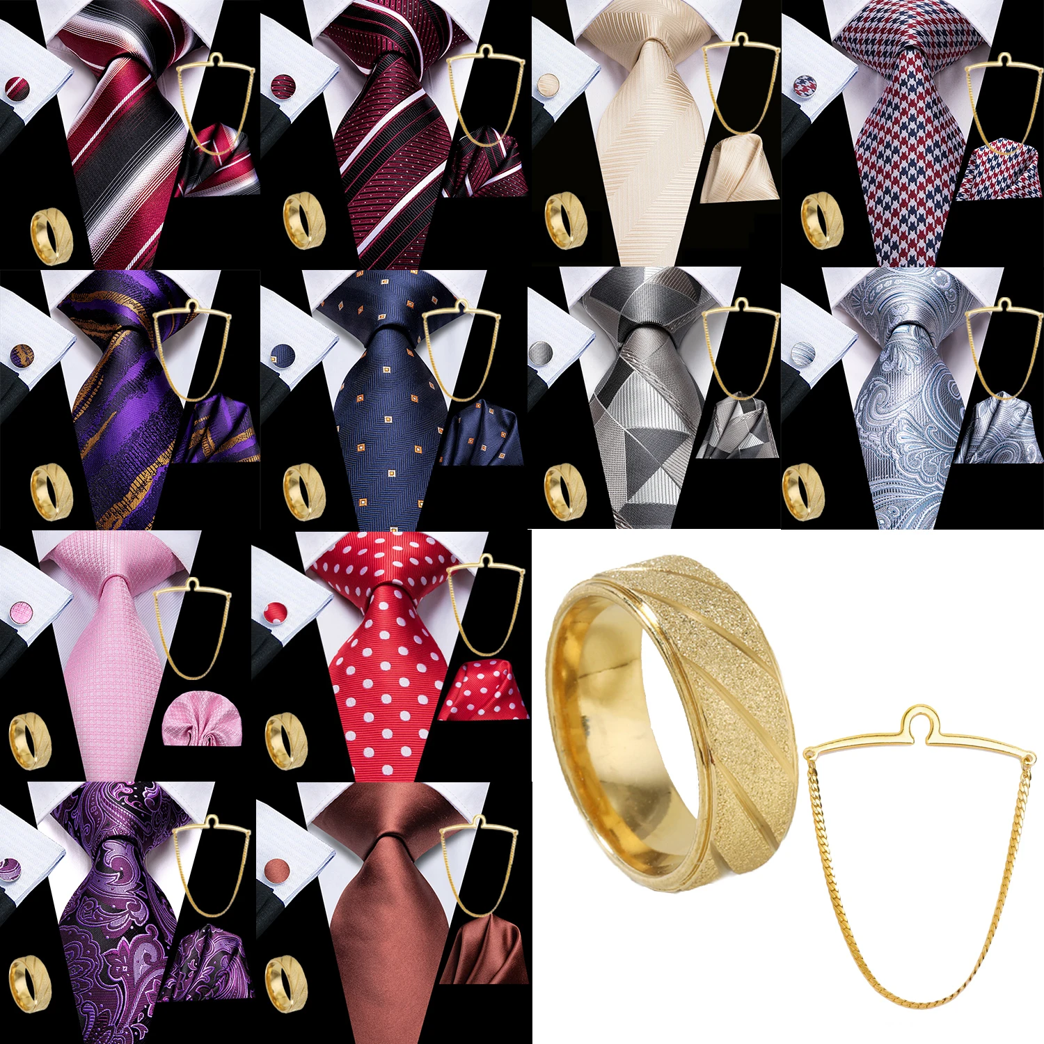 Мужской подарочный галстук Hi-Tie, красный, серый, полосатый, с геометрическим рисунком, с кольцом и цепочкой, манжетами Hankie, 5 шт.-Лучший свадебный выпускной, офис, ужин
Мужской подарочный галстук Hi-Tie, красный, серый, полосатый, с геометрическим рисунком, с кольцом и цепочкой, манжетами Hankie, 5 шт.-Лучший свадебный выпускной, офис, ужин