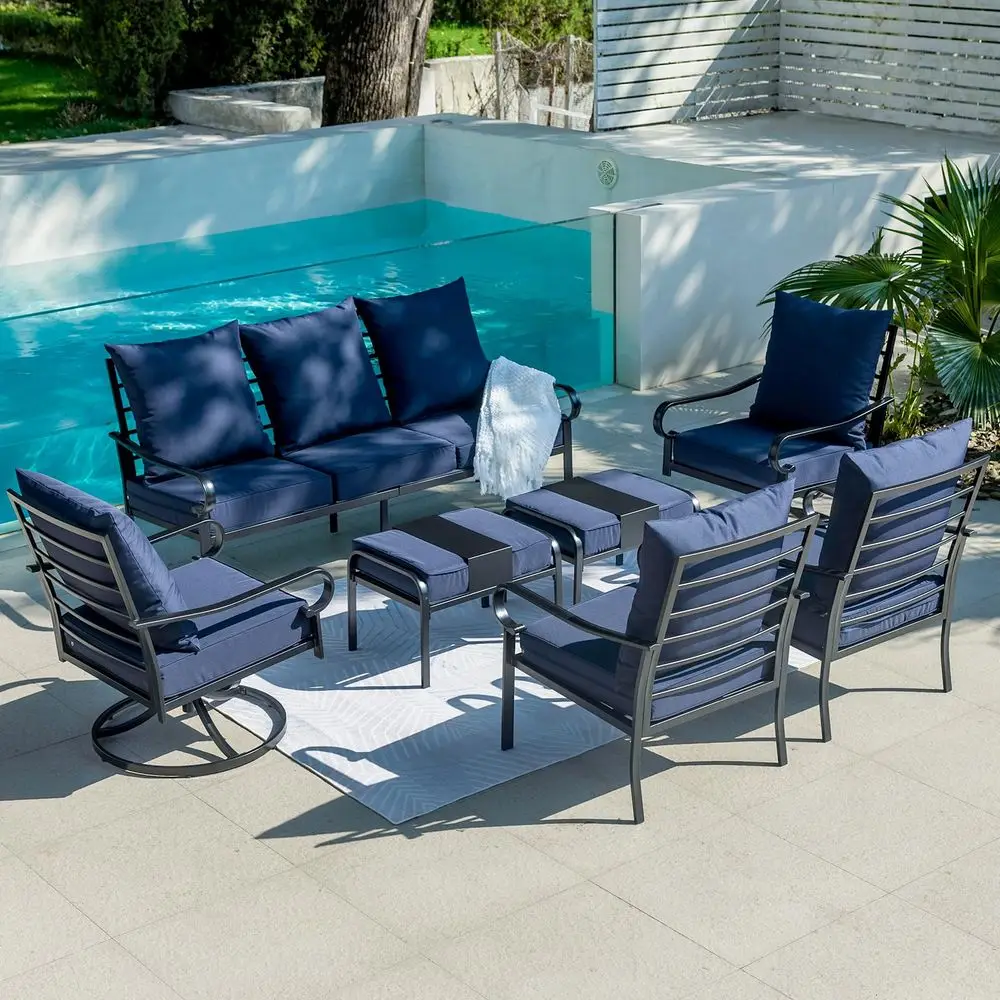 Piece Patio Furniture Set, Metal Patio Conversation Set with 1x3 Seater Sofa amp 2xFixed Chairs amp 2xSwivel Chairs amp 2xOttom
Piece Patio Furniture Set, Metal Patio Conversation Set with 1x3 Seater Sofa amp 2xFixed Chairs amp 2xSwivel Chairs amp 2xOttom