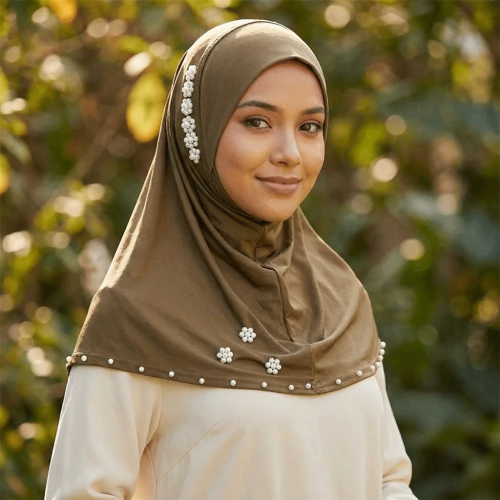Breathable Imitation Pearl Beads Bonnet Hijab Easy Wear Comfortable Instant Stretch Head Scarf Pearl Flower Solid Color
Breathable Imitation Pearl Beads Bonnet Hijab Easy Wear Comfortable Instant Stretch Head Scarf Pearl Flower Solid Color