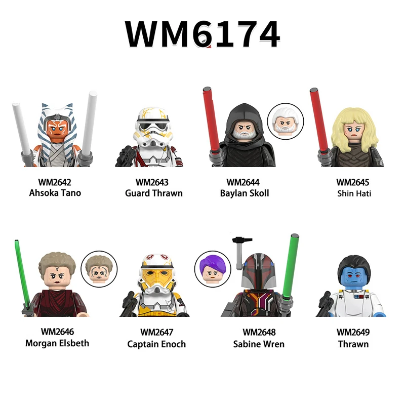 Building Blocks 8pcs/set WM6174 Ahsoka Tano Figures Guard Thrawn Brick Baylan Skoll Shin Hati Sabine Wren mini Assembly Toys
Building Blocks 8pcs/set WM6174 Ahsoka Tano Figures Guard Thrawn Brick Baylan Skoll Shin Hati Sabine Wren mini Assembly Toys