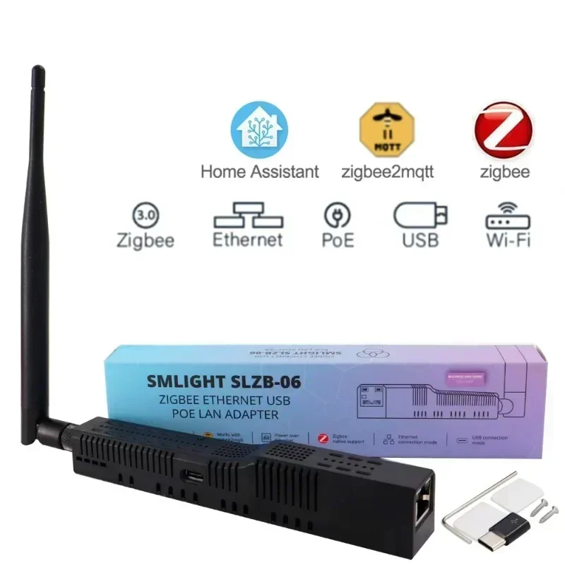 SLZB-06 Zigbee 3.0 к Ethernet работает с Zigbee2MQTT, домашним помощником, ZHA, USB, шлюзом Wi-Fi, кордонатором с PoE
SLZB-06 Zigbee 3.0 к Ethernet работает с Zigbee2MQTT, домашним помощником, ZHA, USB, шлюзом Wi-Fi, кордонатором с PoE