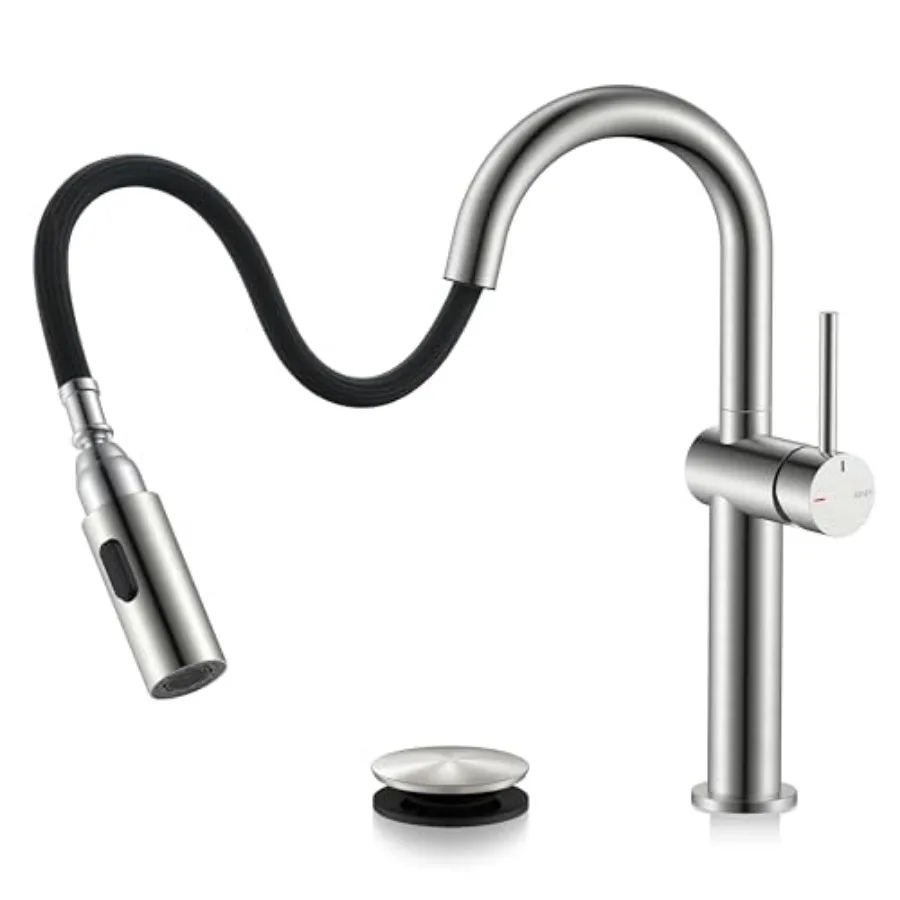 Bathroom Faucets with Pull Down Sprayer, Vessel Sink Faucet with Pull Out Sprayer, Single Handle Vanity Faucet 1 Hole with Pop
Bathroom Faucets with Pull Down Sprayer, Vessel Sink Faucet with Pull Out Sprayer, Single Handle Vanity Faucet 1 Hole with Pop
