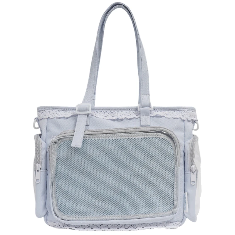 Kawaii японский стиль аниме значок большая сумка Y2K сумка на плечо мягкая сумка через плечо прозрачная большая школьная повседневная сумка для отдыха