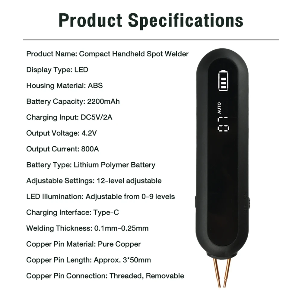 Modern Design Spot Welding Machine Handheld Portable DIY Kit,LED Light, 18650 Lithium For Battery Welder For Battery Pack Repair
Modern Design Spot Welding Machine Handheld Portable DIY Kit,LED Light, 18650 Lithium For Battery Welder For Battery Pack Repair