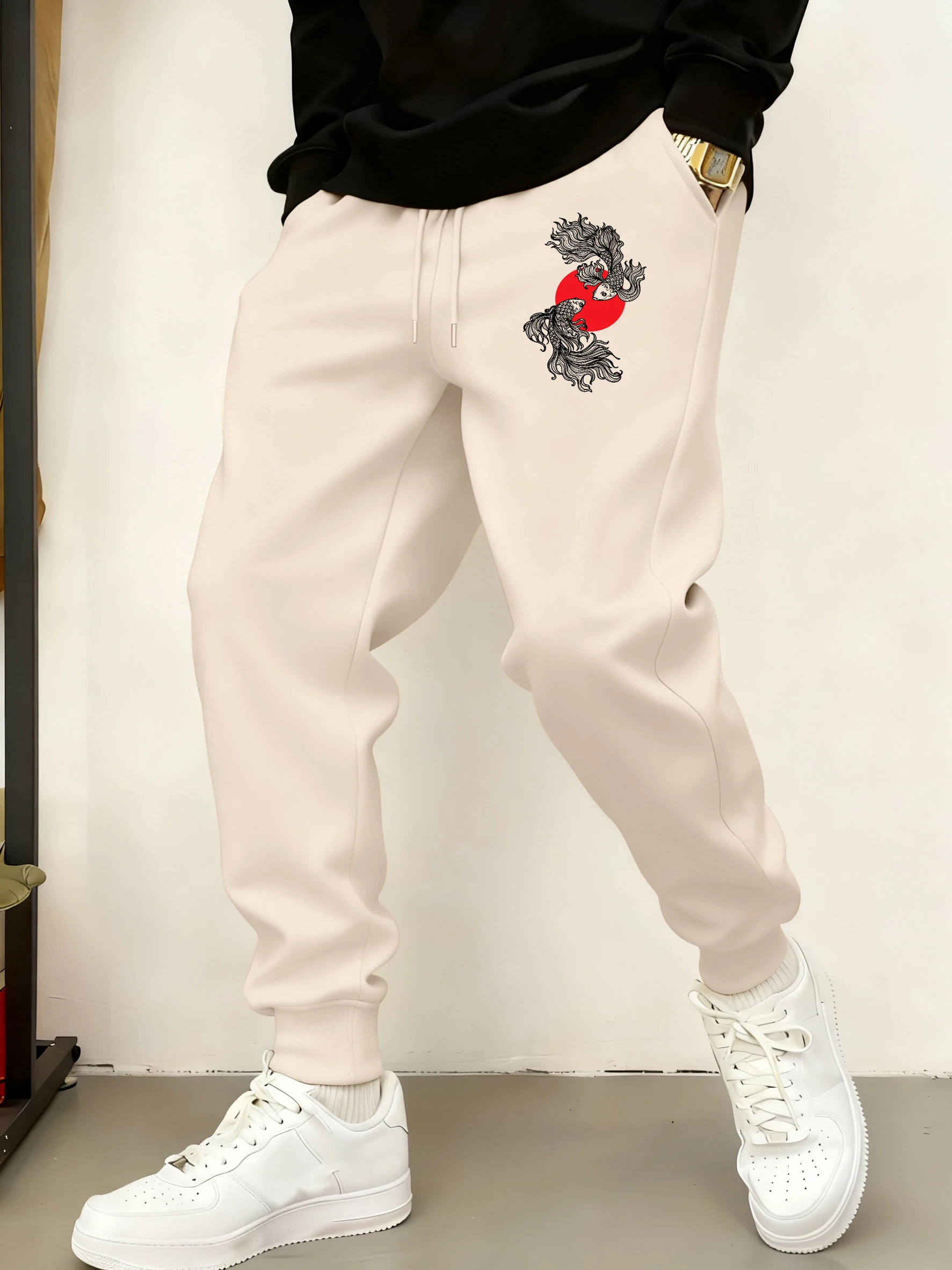 Japanese Brocaded Carp Print Mens Trousers Pocket Street Sportpants Drawstring Basic Britches Versatile Autumn Sweatpants
Japanese Brocaded Carp Print Mens Trousers Pocket Street Sportpants Drawstring Basic Britches Versatile Autumn Sweatpants