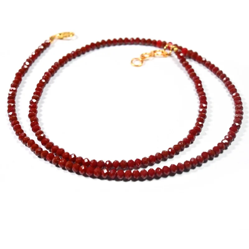 Natural Red Ruby Jade Faceted Rondelle Gemstone Beads Handmade Long Necklace 24"
Natural Red Ruby Jade Faceted Rondelle Gemstone Beads Handmade Long Necklace 24"