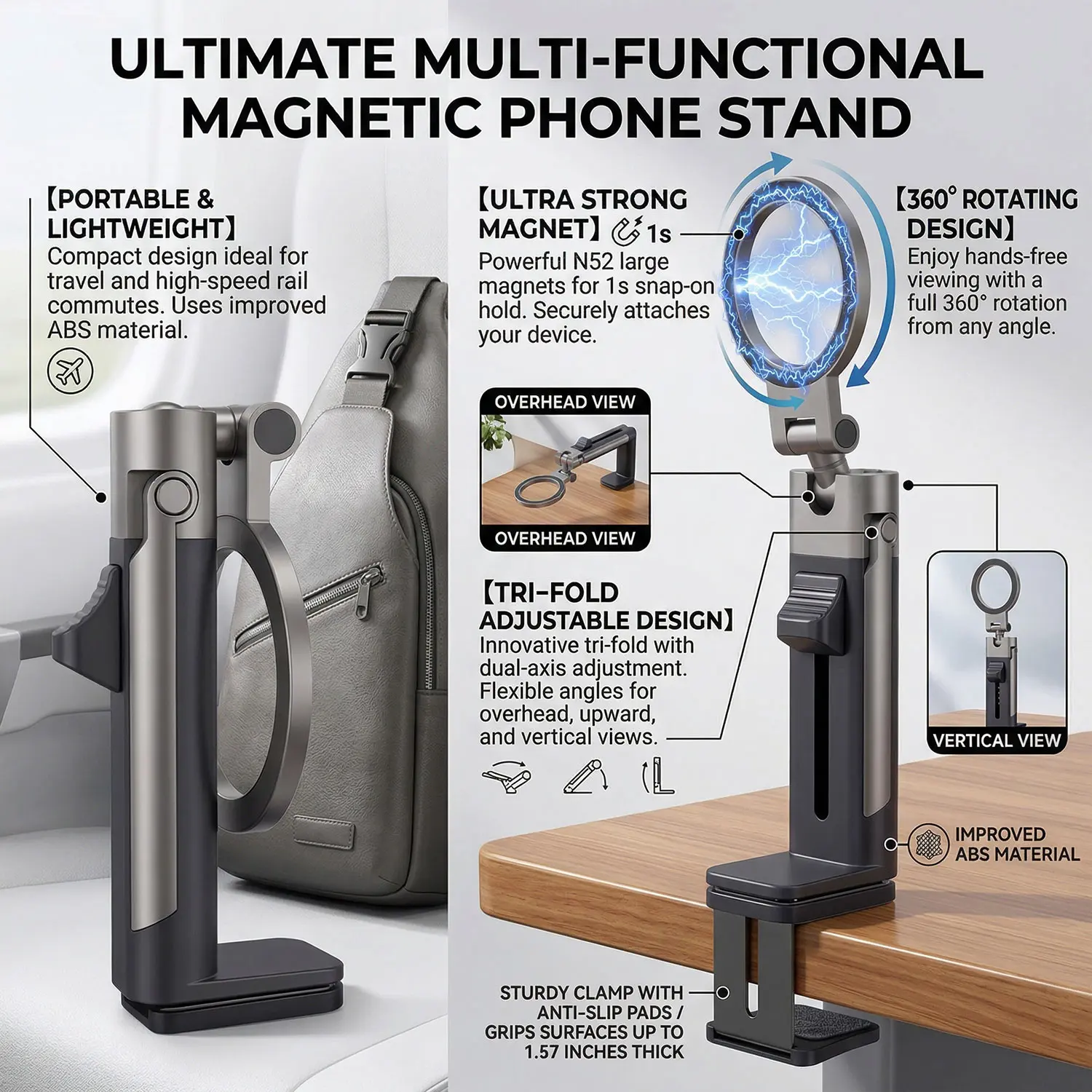 Multifunctional Mechanical Dog Magnetic Travel Phone Holder - Portable Airplane And High-speed Rail Desktop 360-degree Rotating
Multifunctional Mechanical Dog Magnetic Travel Phone Holder - Portable Airplane And High-speed Rail Desktop 360-degree Rotating