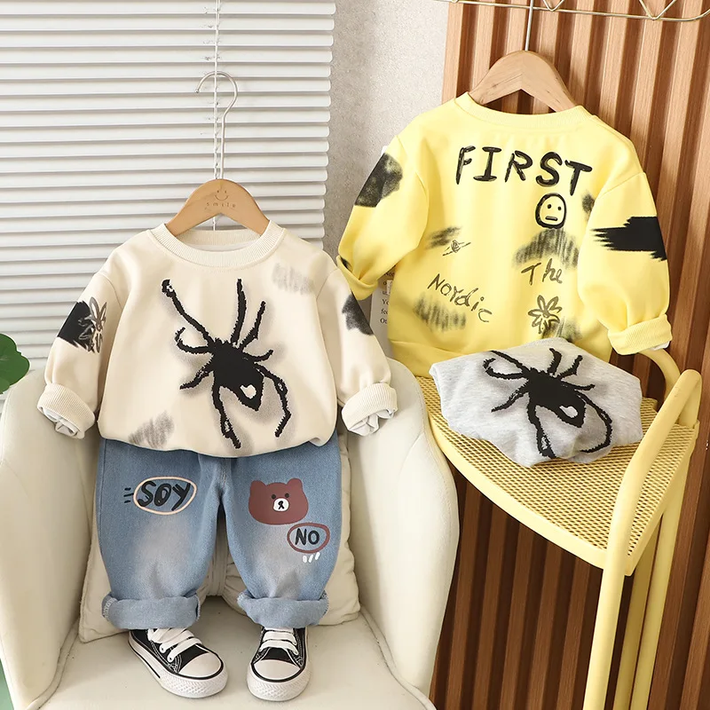 Spring Autumn Baby Boy Clothes Set Kids Spider Print Sweatshirts And Jeans 2 Pieces Suit Fashion Baby Outfits 1-5Years
Spring Autumn Baby Boy Clothes Set Kids Spider Print Sweatshirts And Jeans 2 Pieces Suit Fashion Baby Outfits 1-5Years