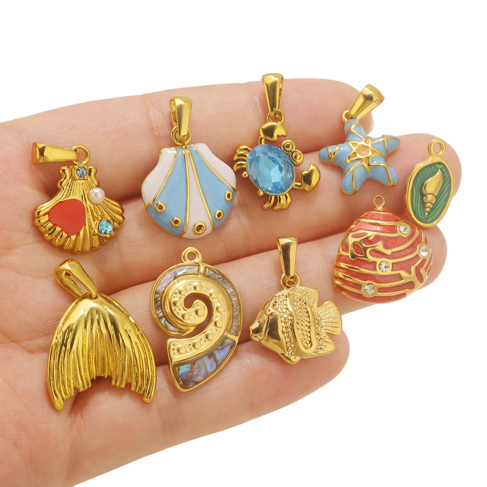 4pcs Stainless Steel Summer Sea Charms Shell Turtle Conch Gold Pendants Jewelry Making DIY Women Necklace Earrings Accessories
4pcs Stainless Steel Summer Sea Charms Shell Turtle Conch Gold Pendants Jewelry Making DIY Women Necklace Earrings Accessories