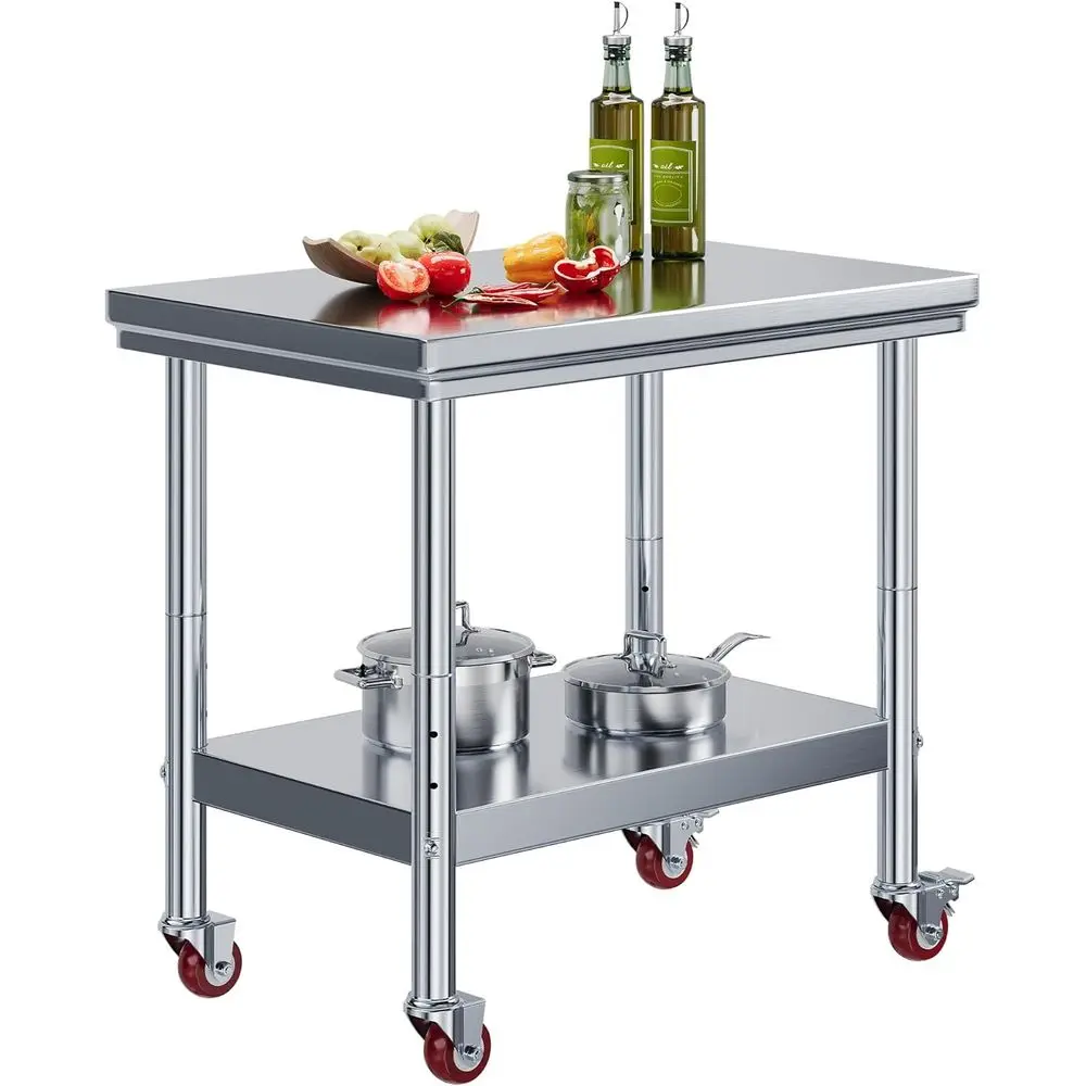24 x 36 Commercial Stainless Steel Prep Table with Wheels, Adjustable Shelf for Kitchen and Outdoor Use
24 x 36 Commercial Stainless Steel Prep Table with Wheels, Adjustable Shelf for Kitchen and Outdoor Use