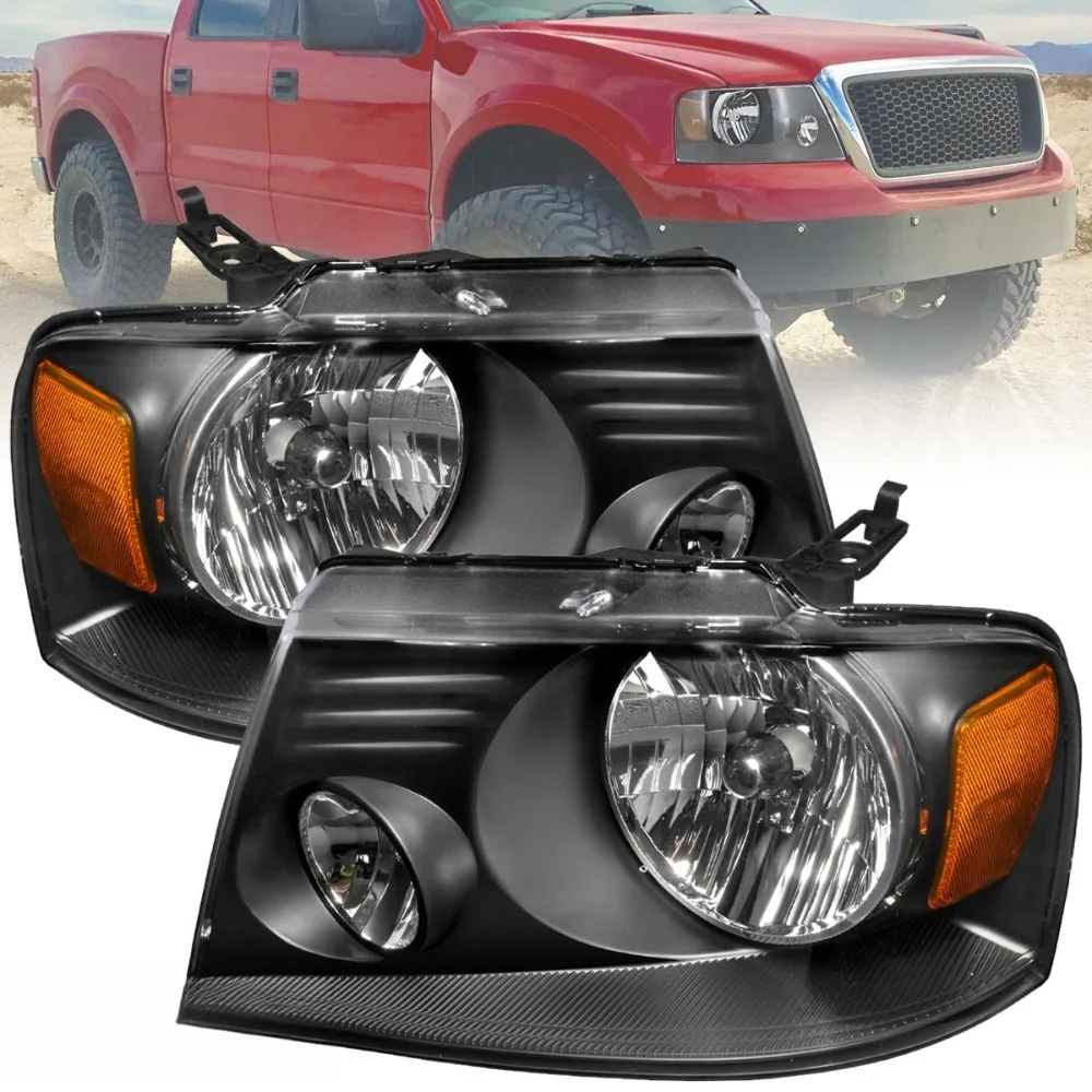 Black Headlights Fits 2004-2008 Ford F150 Pickup 2006-2008 Lincoln Mark LT Lamps
Black Headlights Fits 2004-2008 Ford F150 Pickup 2006-2008 Lincoln Mark LT Lamps