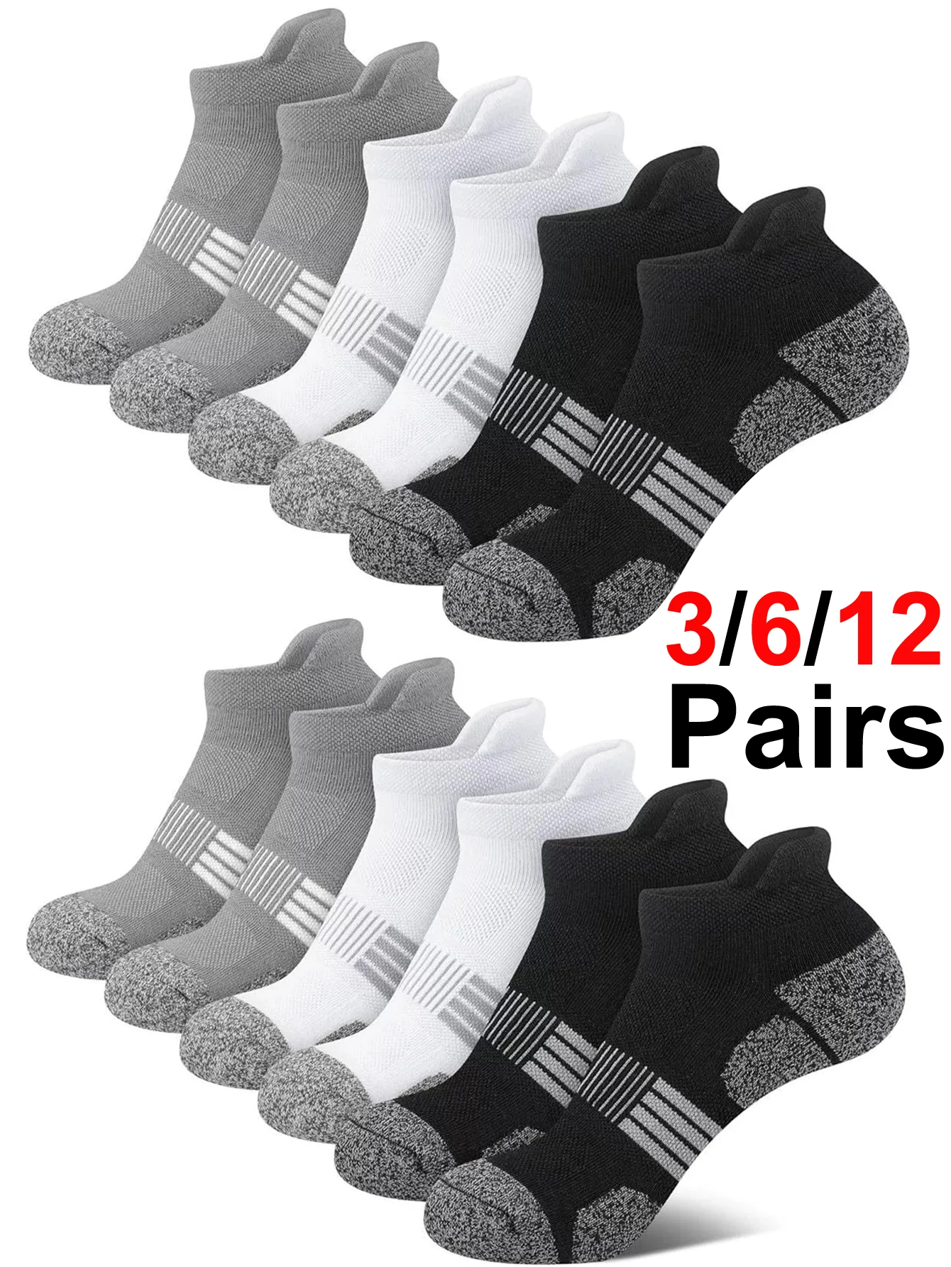 12Pairs Large Size Men's Ankle Socks Breathable Sweat-Absorbent Low-Cut Basketball Running Tab Heel Guard Included
12Pairs Large Size Men's Ankle Socks Breathable Sweat-Absorbent Low-Cut Basketball Running Tab Heel Guard Included