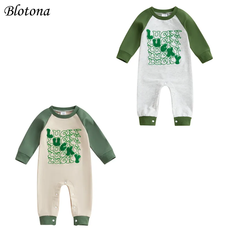 Blotona Baby Irish Romper Casual Long Sleeve Round Neck Letter Embroidery Jumpsuit Infant Toddler St. Patrick's Day Clothes
Blotona Baby Irish Romper Casual Long Sleeve Round Neck Letter Embroidery Jumpsuit Infant Toddler St. Patrick's Day Clothes