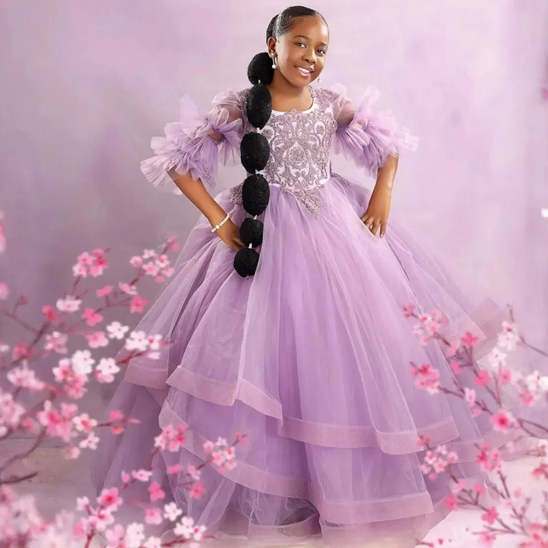 Lavender Flower Girl Dresses for Wedding Lace Appliques Floor Length Girl Birthday Party Dress First Communion Gowns Customized
Lavender Flower Girl Dresses for Wedding Lace Appliques Floor Length Girl Birthday Party Dress First Communion Gowns Customized