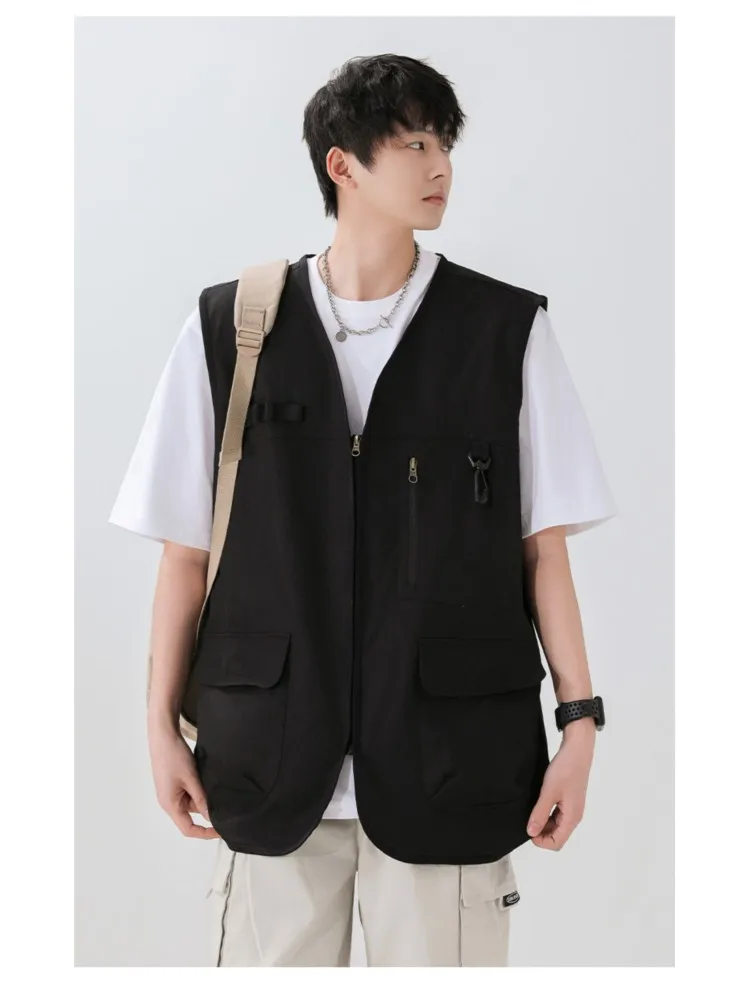 Multi-pocket Fishing Workwear Men's Vest, Sleeveless Functional Solid Color Mans Vests, Casual Outdoor Tops
Multi-pocket Fishing Workwear Men's Vest, Sleeveless Functional Solid Color Mans Vests, Casual Outdoor Tops