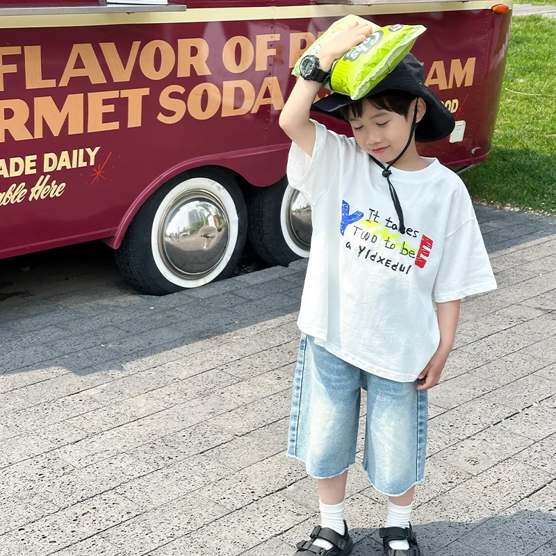 Baby Boys Top Children Short-sleeved T-shirt Boys Summer Baby Half-sleeved Loose Top 2024 Summer Boys New Fashion Clothes
Baby Boys Top Children Short-sleeved T-shirt Boys Summer Baby Half-sleeved Loose Top 2024 Summer Boys New Fashion Clothes