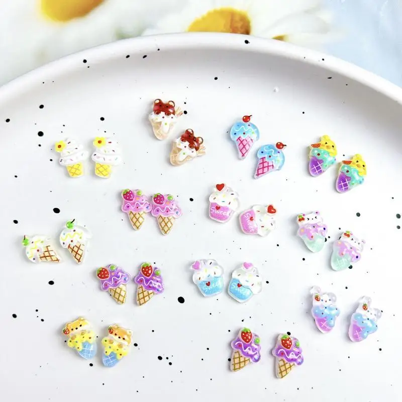 Cartoon Resin Bear Duck Ice Cream Nail Art Charms Cute Animal Ice-cream Cone Cake Nail Decoration Accessories DIY Nail Designs
Cartoon Resin Bear Duck Ice Cream Nail Art Charms Cute Animal Ice-cream Cone Cake Nail Decoration Accessories DIY Nail Designs