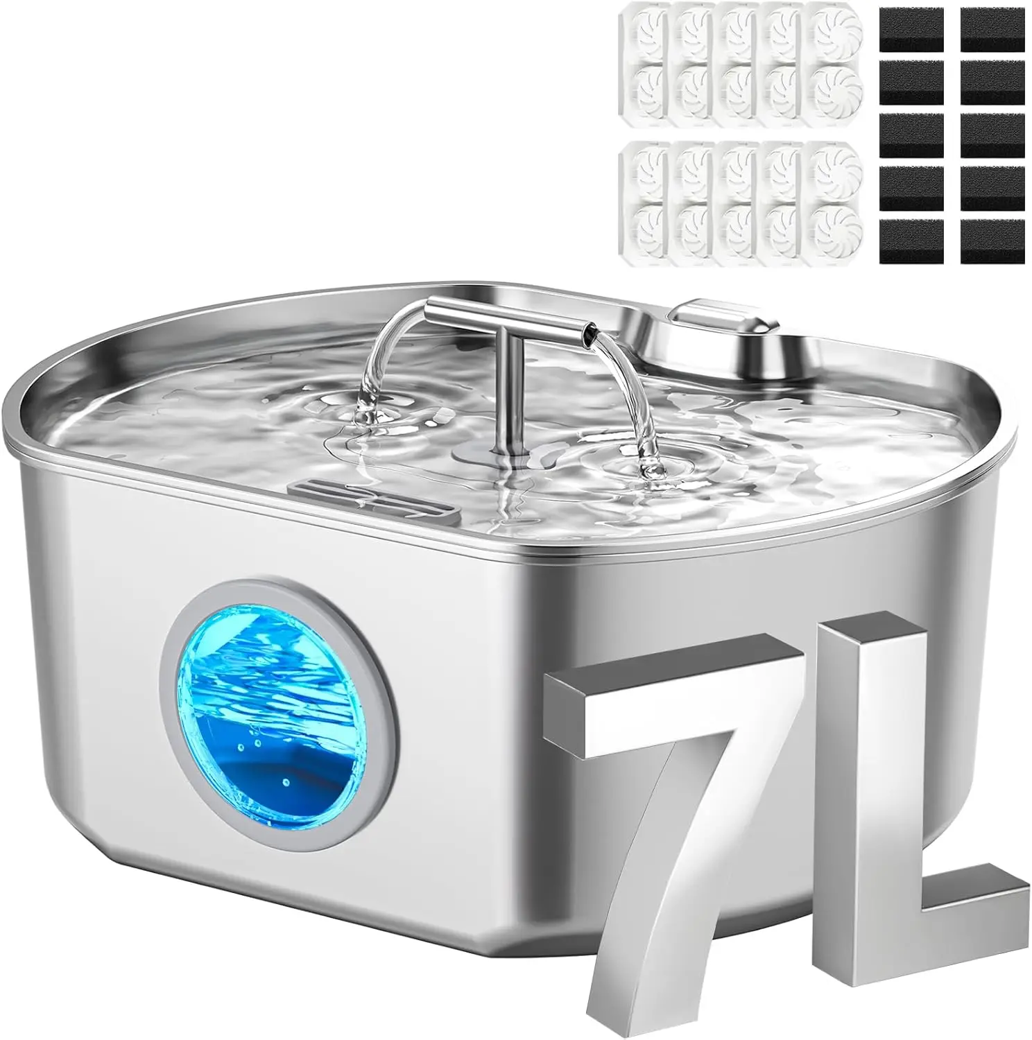 Stainless Steel Cat Water Fountain - 7L/236oz Automatic Pet Dispenser with Level Window, 10 Filters
Stainless Steel Cat Water Fountain - 7L/236oz Automatic Pet Dispenser with Level Window, 10 Filters