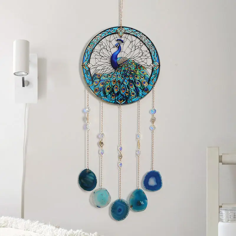 Peacock Wind Chimes Natural Agate Pendant Chakra Hanging Decorative for Garden Cat Suncatcher Unique Indoor Room Wall Decoration
Peacock Wind Chimes Natural Agate Pendant Chakra Hanging Decorative for Garden Cat Suncatcher Unique Indoor Room Wall Decoration
