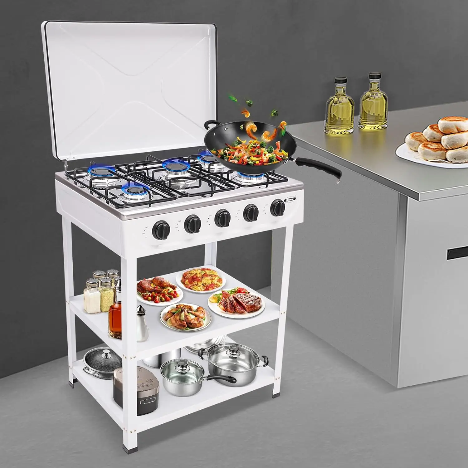 Газовая плита Портативная плита с 5 конфорками, подставкой для ножек и адаптером для блокировки ветра, походная плита с ручным зажиганием, белая
Газовая плита Портативная плита с 5 конфорками, подставкой для ножек и адаптером для блокировки ветра, походная плита с ручным зажиганием, белая