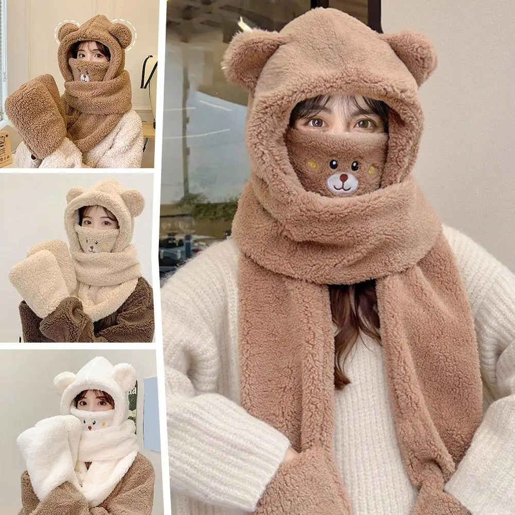 Lovely Winter Cartoon Beanies Hat With Mask Cute Bear Skullies Lamb Women Ear Cap Headgear Warm Wool Plush Protection Thick R8W4
Lovely Winter Cartoon Beanies Hat With Mask Cute Bear Skullies Lamb Women Ear Cap Headgear Warm Wool Plush Protection Thick R8W4