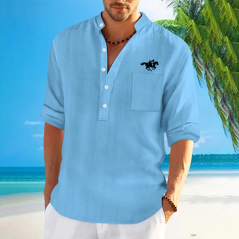 Street wear Men Lightweight Shirts Long Sleeve Henley shirt Imitation linen striped long sleeved for Men Breathable T-shirts top
Street wear Men Lightweight Shirts Long Sleeve Henley shirt Imitation linen striped long sleeved for Men Breathable T-shirts top