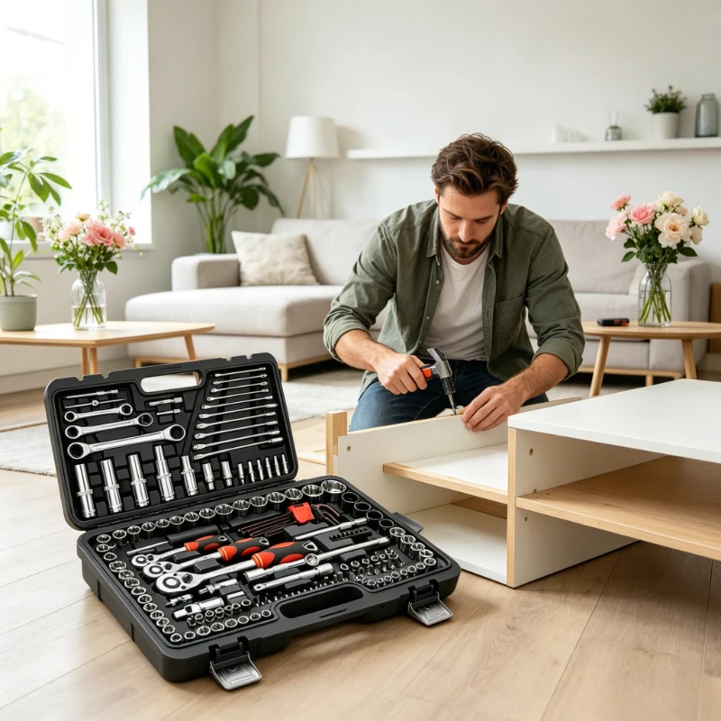 Portable 46Pcs Socket Tool Set with Black Ratchet Wrench, Heavy‑Duty Hand Tools for Automotive & Household Repairs
Portable 46Pcs Socket Tool Set with Black Ratchet Wrench, Heavy‑Duty Hand Tools for Automotive & Household Repairs