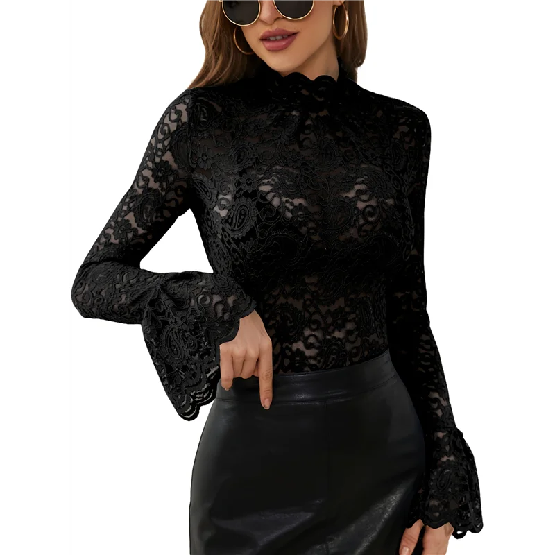 ABP-женские кружевные топы, прозрачные топы с длинными рукавами для женщин, повседневная нарядная блузка, рубашка 
ABP-женские кружевные топы, прозрачные топы с длинными рукавами для женщин, повседневная нарядная блузка, рубашка