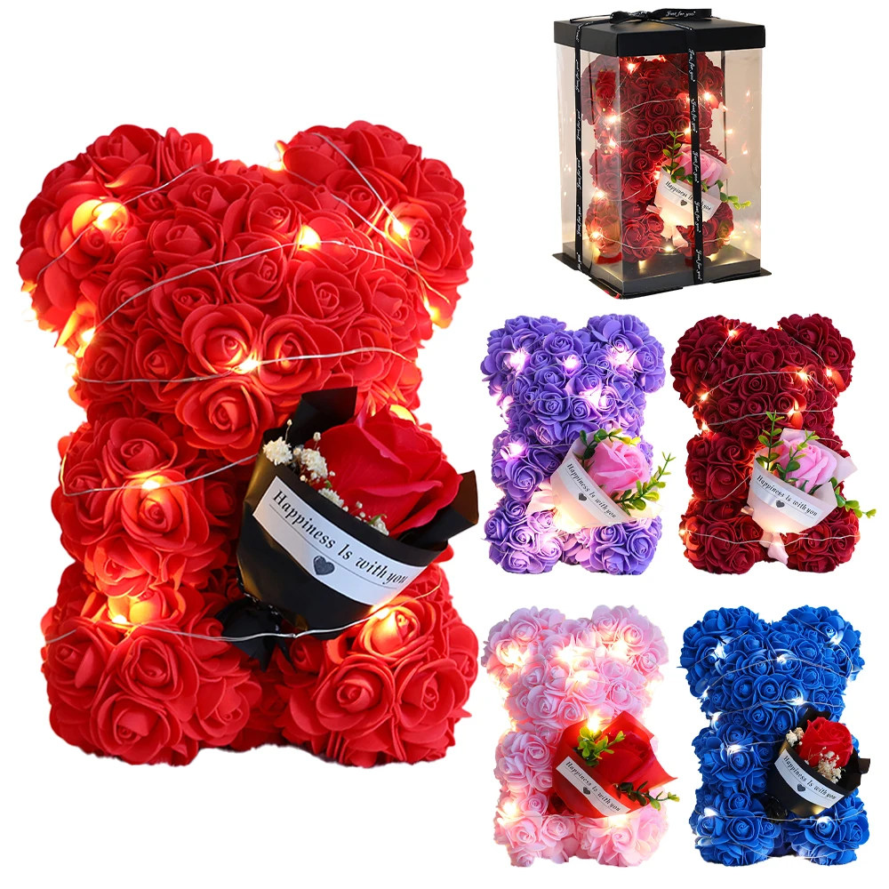 Artificial Flowers Bear With Box Greeting Card Red Heart 25cm Teddy Rose Bear Anniversary Birthday Wedding Valentines Day Gifts
Artificial Flowers Bear With Box Greeting Card Red Heart 25cm Teddy Rose Bear Anniversary Birthday Wedding Valentines Day Gifts