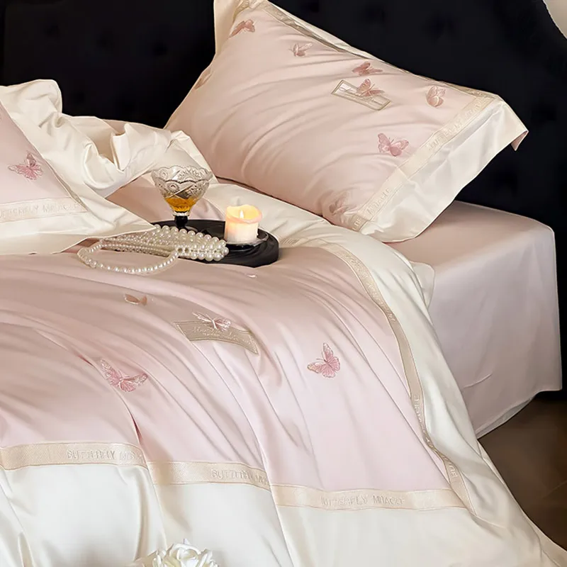 4Pcs Light Luxury Style Girlish Heart 100% Cotton Butterfly Embroidered Pink Cotton Duvet Cover 200x230 220x240 Four Seasons
4Pcs Light Luxury Style Girlish Heart 100% Cotton Butterfly Embroidered Pink Cotton Duvet Cover 200x230 220x240 Four Seasons
