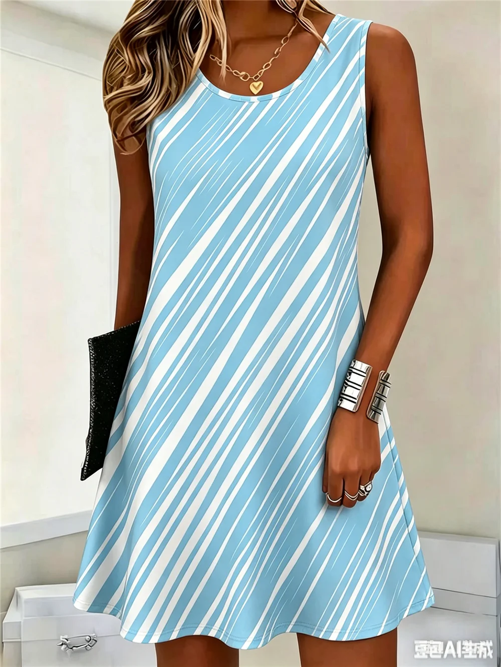 Women Street Style Striped Mini Dresses Summer Sleeveless O-Neck 3D Printed Ladies Dress 3XL Plus Size Casual Dress
Women Street Style Striped Mini Dresses Summer Sleeveless O-Neck 3D Printed Ladies Dress 3XL Plus Size Casual Dress