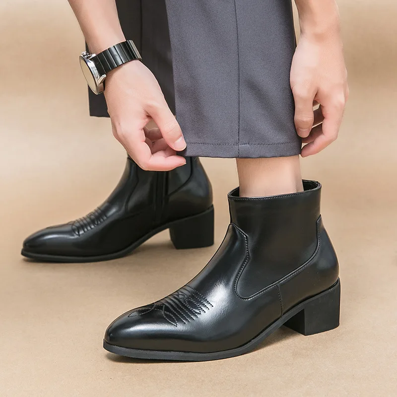 Мужские ботинки из искусственной кожи, вестерн-ботинки, ретро-ботинки на молнии, черные челси-ботинки, большие размеры, уличная мужская обувь, ручная работа, деловые ботинки до щиколотки
Мужские ботинки из искусственной кожи, вестерн-ботинки, ретро-ботинки на молнии, черные челси-ботинки, большие размеры, уличная мужская обувь, ручная работа, деловые ботинки до щиколотки