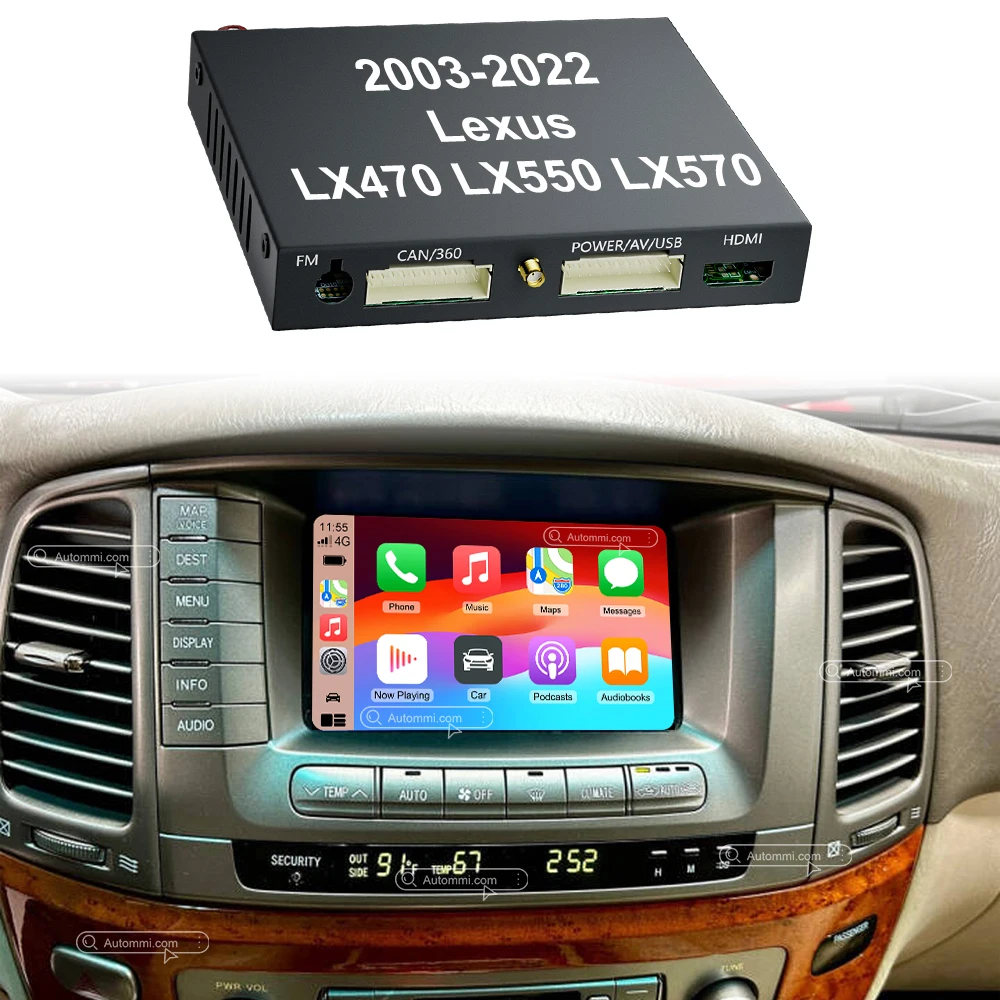 2003 - 2022 LX470 LX550 LX570 Wireless CarPlay Android Auto Decoder Module Interface Kit For Lexus LX470 LX550 LX570