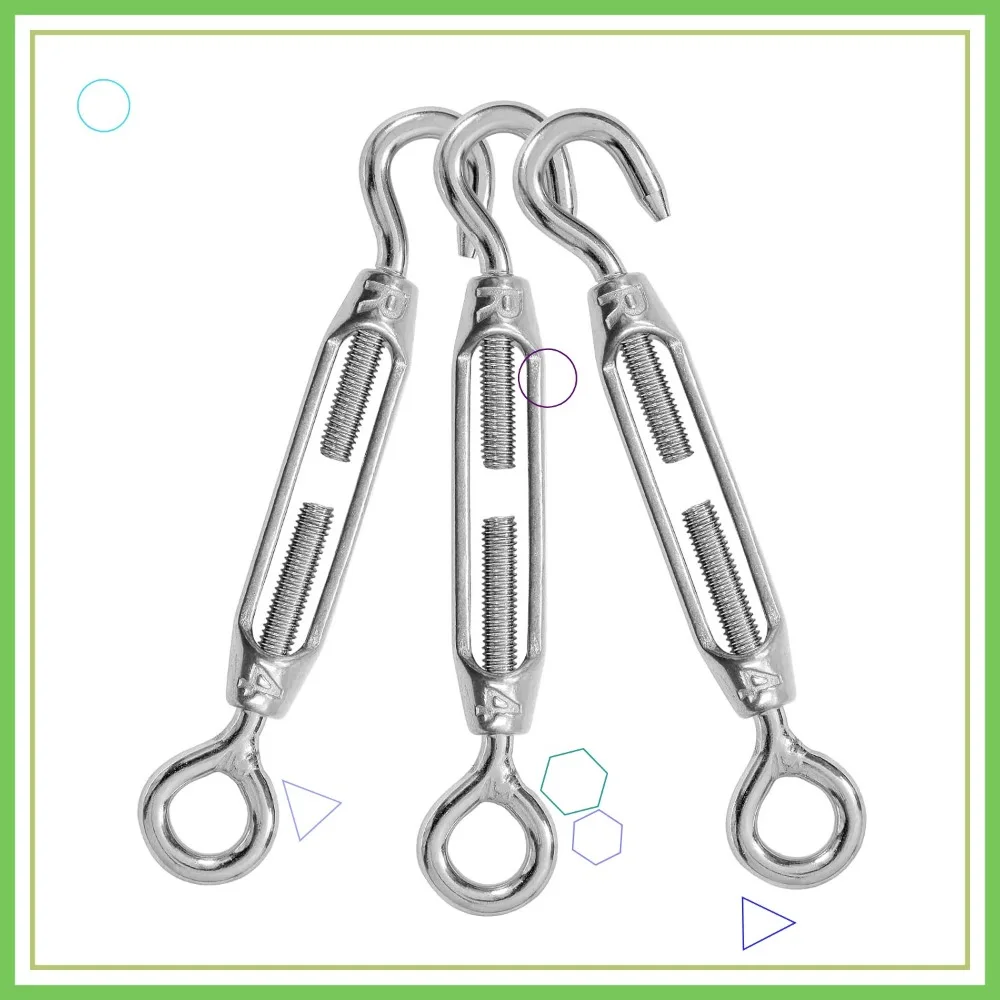 3PCS M4 Hook & Eye Turnbuckle 304 Stainless Steel Wire Rope Tension Heavy Duty for Cable Railing Hardware Kit
3PCS M4 Hook & Eye Turnbuckle 304 Stainless Steel Wire Rope Tension Heavy Duty for Cable Railing Hardware Kit