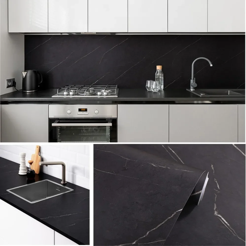Luxury Matte Black PVC Marble Self-adhesive Wallpaper Wall Stickers In Roll Kitchen Oil-proof Desktop Furniture Film Home Decor
Luxury Matte Black PVC Marble Self-adhesive Wallpaper Wall Stickers In Roll Kitchen Oil-proof Desktop Furniture Film Home Decor