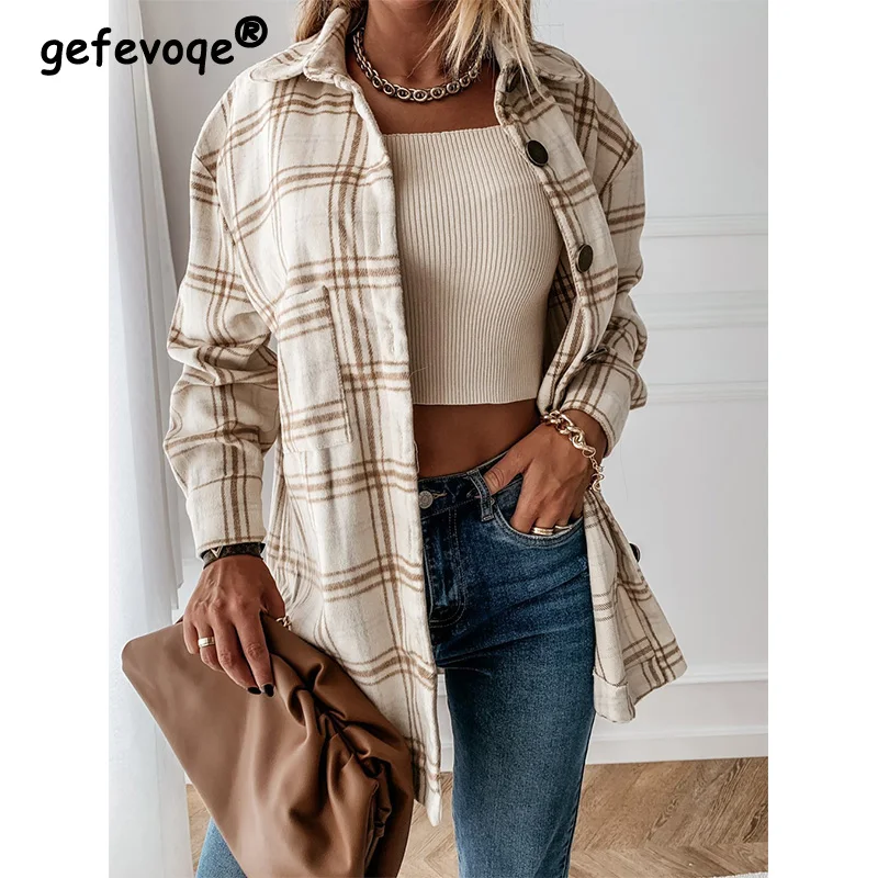Checked Printing Shirt Women's Clothing 2023 Autumn and Winter New Turn-down Collar Loose Medium Long Woolen Open Stitch Coat
Checked Printing Shirt Women's Clothing 2023 Autumn and Winter New Turn-down Collar Loose Medium Long Woolen Open Stitch Coat