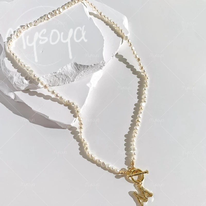MYSOYA 3-4mm White Baroque Freshwater Pearl Necklace, Letter Pendant, for Birthday/Wedding/Mother's Day/Father's Day Gift A0842
MYSOYA 3-4mm White Baroque Freshwater Pearl Necklace, Letter Pendant, for Birthday/Wedding/Mother's Day/Father's Day Gift A0842