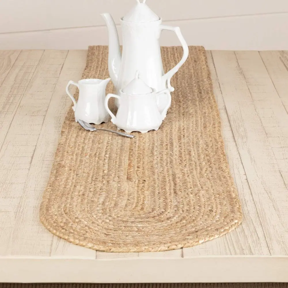 Natural Jute Braided Table Runner, 13x90 inches, Tan, Oval Shape for Kitchen and Dining Room
Natural Jute Braided Table Runner, 13x90 inches, Tan, Oval Shape for Kitchen and Dining Room