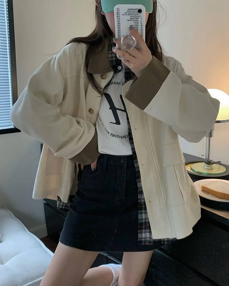 Women's Jacket Solid Coat Long Sleeve Turn Down Collar Office Lady Short Jackets Cropped Windbreaker Fashion High Street Outwear
Women's Jacket Solid Coat Long Sleeve Turn Down Collar Office Lady Short Jackets Cropped Windbreaker Fashion High Street Outwear