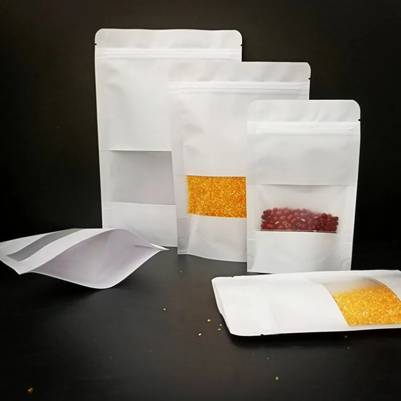 100pcs White kraft paper bags stand up Zipper/zip lock candy tea dried fruit gift packaging Moisture-proof open window pouch
100pcs White kraft paper bags stand up Zipper/zip lock candy tea dried fruit gift packaging Moisture-proof open window pouch