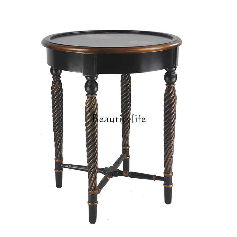 European solid wood round corner sofa side living room American telephone coffee table
European solid wood round corner sofa side living room American telephone coffee table
