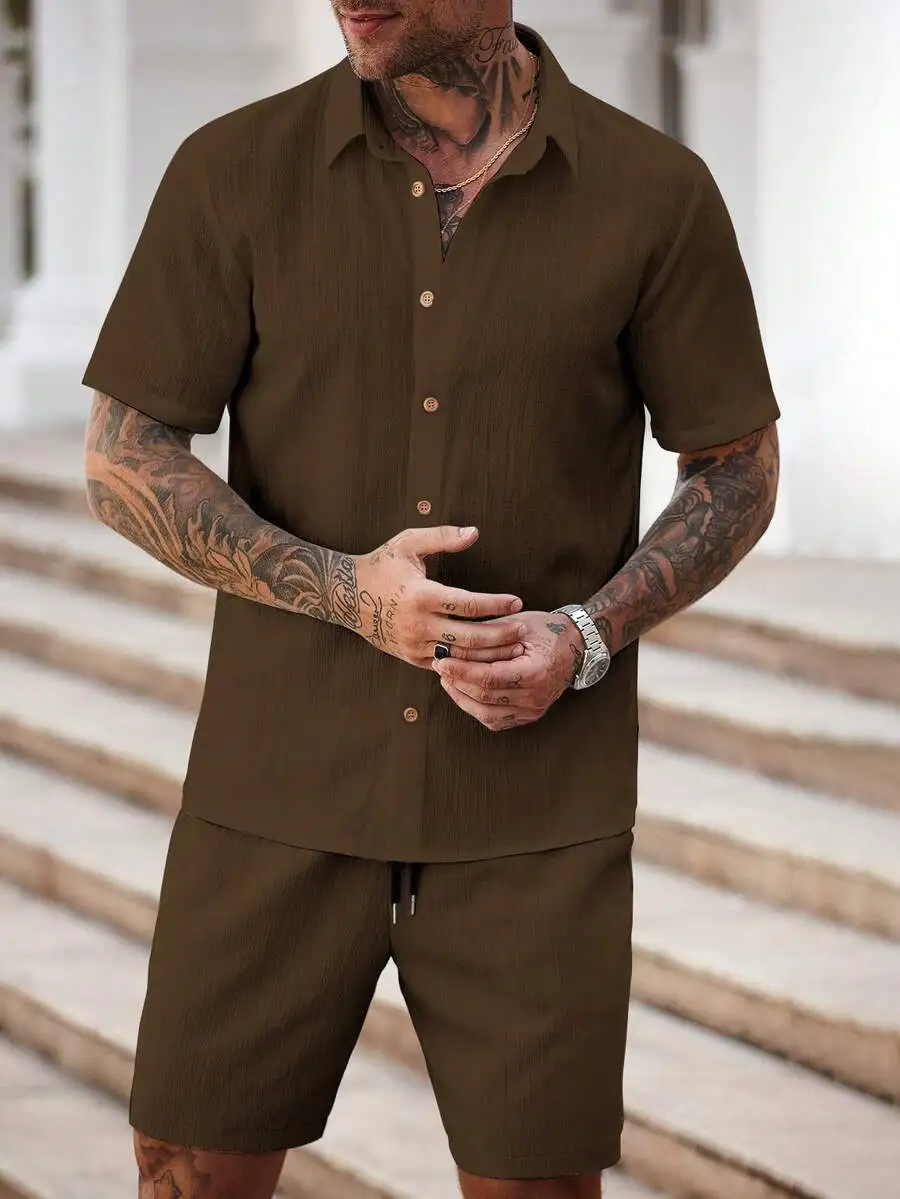 Manfinity Homme Men's Minimalist Casual Shirt Set Men Brown Short Set Men Two Pieces Set Men's 2 Pieces Outfits Brown Linen Men
Manfinity Homme Men's Minimalist Casual Shirt Set Men Brown Short Set Men Two Pieces Set Men's 2 Pieces Outfits Brown Linen Men